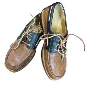 Red Wing Leather Boat Shoes Men's Size 8.5D Tan and Blue Lace Loafers Casual